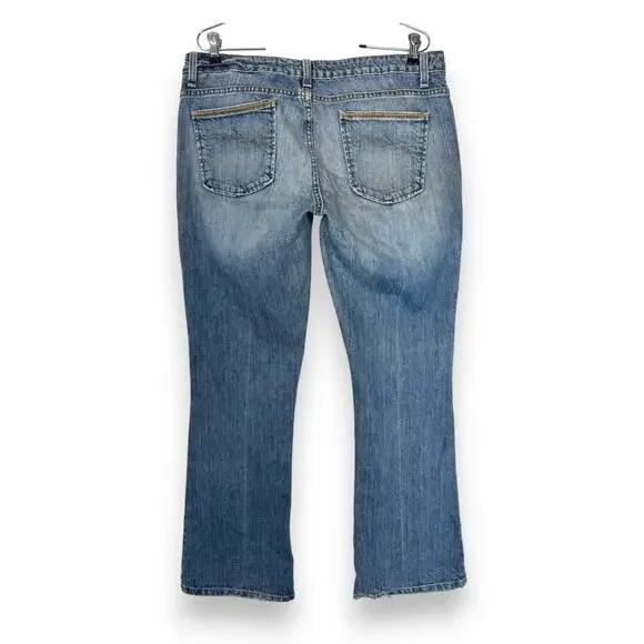 Cruel Girl Low Rise Bootcut Jeans Mid Wash Frayed Cuffs 13R Rodeo Fray - Picture 11 of 13